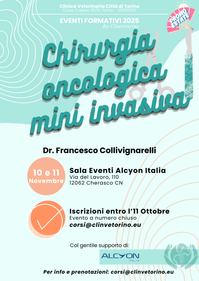 CHIRURGIA_MINI_INVASIVA_ONCOLOGICA_FORMAZIONE_VETERINARIA_DR. COLLIVIGNARELLI_2025_ALCYON_CLINVETORINO_PROMO ESTATE (1)